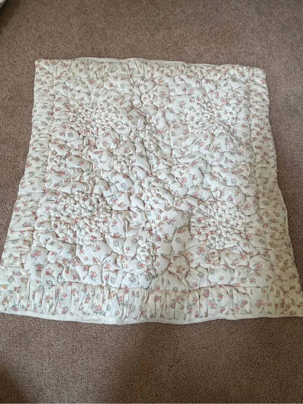 New Anthropologie cotton voile dahlia euro sham floral pattern quilted